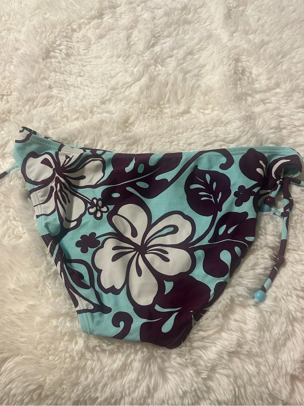 Malibu Dream Girl Tropical Bikini Set M Top L Bottom Aqua Blue Purple Boho - Picture 7 of 13